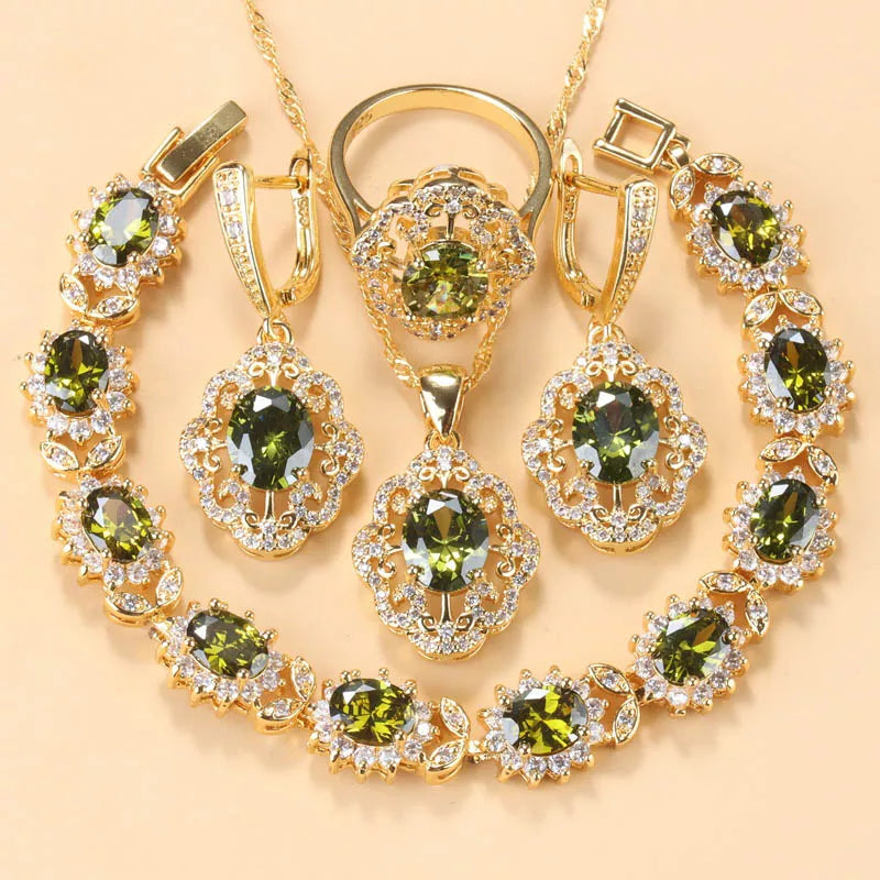 Colors Cubic Zirconia Gold Plated Set